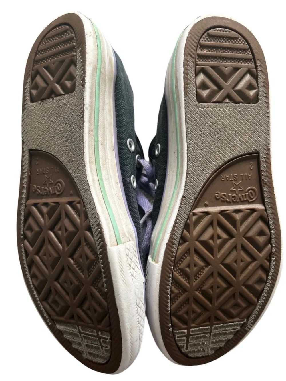 Converse Chuck Taylor All Star Double Tongue Ox Low Top Black Purple Teal Kids 2